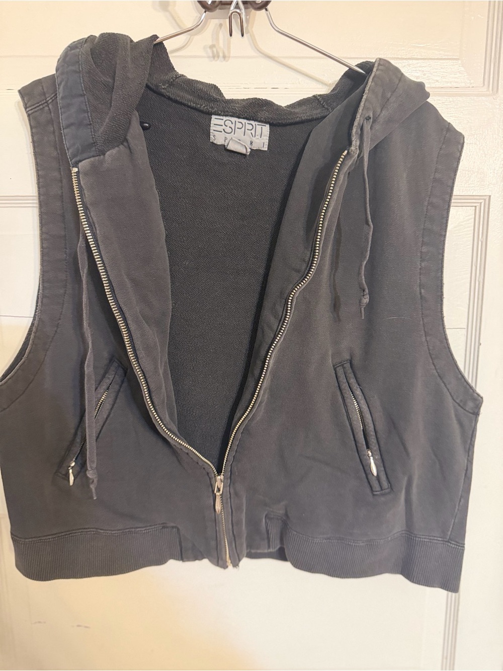 Esprit Charcoal Sleeveless Zip Hoodie - Picture 4 of 7
